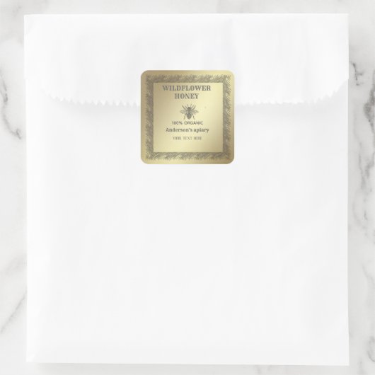ヴィンテージ素朴な金ゴールドビー蜂蜜の瓶の正方形のシール スクエアシール (バッグ)