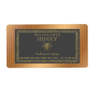 ヴィンテージ素朴な金ゴールドミツバチ蜂蜜の瓶ラベル ラベル
