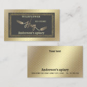 ヴィンテージ素朴な金ゴールド書道蜂蜜枝 名刺 (正面/裏面)