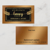 ヴィンテージ素朴な金ゴールド書道蜂蜜枝 名刺 (正面/裏面)