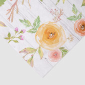 ヴィンテージ素朴な黄色のピンクのフローラ水色、木材 薄葉紙 (詳細)