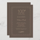 ヴィンテージ素朴な100バースデーパーティ招待状 招待状 (正面/裏面)