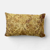 、ヴィンテージ素朴な、金ゴールドアンティーク、シックなダマスク織、エレガント ランバークッション (裏面)