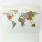 ヴィンテージ素朴の世界地図すべて結婚の 三つ折り招待状 (内部最初)