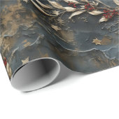 ヴィンテージ素朴の冬の植物性クリスマス ラッピングペーパー (ロールコーナー)