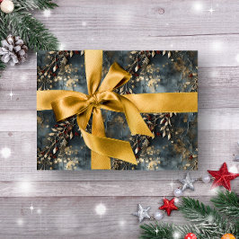 ヴィンテージ素朴の冬の植物性クリスマス ラッピングペーパー