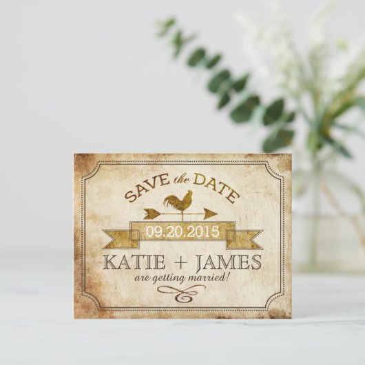 ヴィンテージ素朴の国の日付の保存 案内ポストカード (スタンド正面)