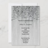 ヴィンテージ素朴の妖精の光は木材の洗浄結婚した 招待状 (正面)