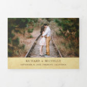 ヴィンテージ素朴の庭の灯結婚灯 三つ折り招待状 (カバー)