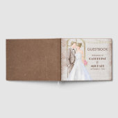 ヴィンテージ素朴の水色ロマンチックなストリングライト ゲストブック (全面)