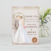 ヴィンテージ素朴の水色ロマンチックなストリングライト サンキューカード (スタンド正面)