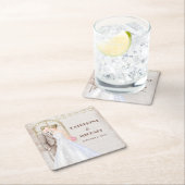 ヴィンテージ素朴の水色ロマンチックなストリングライト スクエアペーパーコースター (インサイチュ)