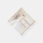 ヴィンテージ素朴の水色ロマンチックなストリングライト スタンダードカクテルナプキン (角)