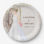 ヴィンテージ素朴の水色ロマンチックなストリングライト ペーパープレート (正面)