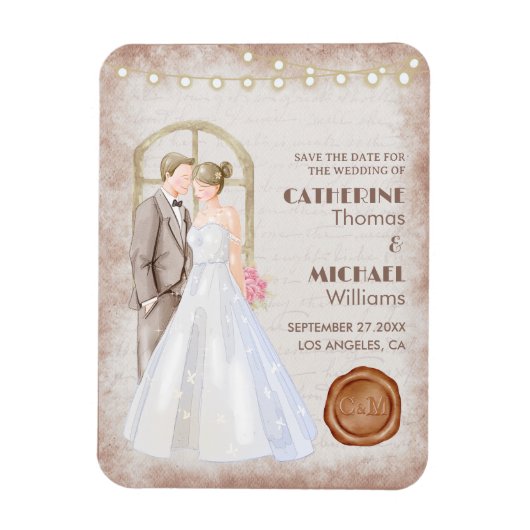 ヴィンテージ素朴の水色ロマンチックなストリングライト マグネット (縦)