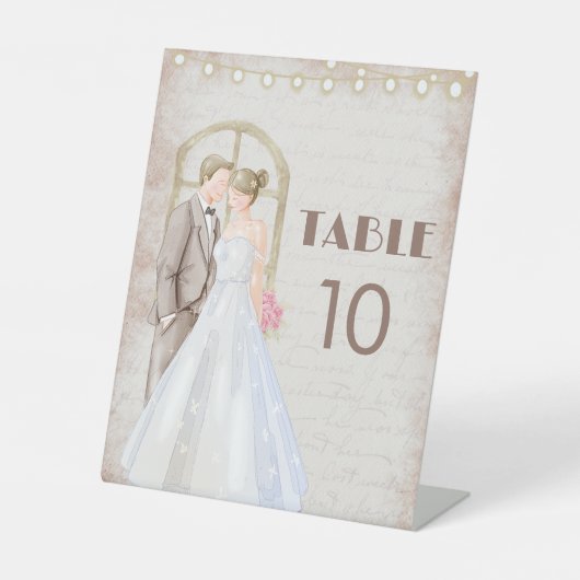 ヴィンテージ素朴の水色ロマンチックなストリングライト 台座サイン (正面)