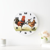 ヴィンテージ素朴の雄鶏 ラージ壁時計 (ホーム)