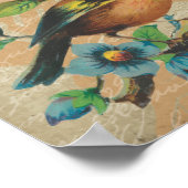 ヴィンテージ素朴の鳥と花は見すぼらしい優雅さ ポスター (角)