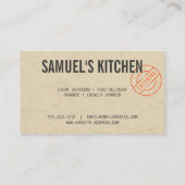 ヴィンテージ素朴はっきりしたスタンプ付きロゴクラフトルック 名刺 (裏面)