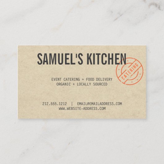 ヴィンテージ素朴はっきりしたスタンプ付きロゴクラフトルック 名刺 (裏面)