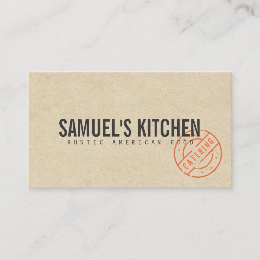 ヴィンテージ素朴はっきりしたスタンプ付きロゴクラフトルック 名刺 (正面)