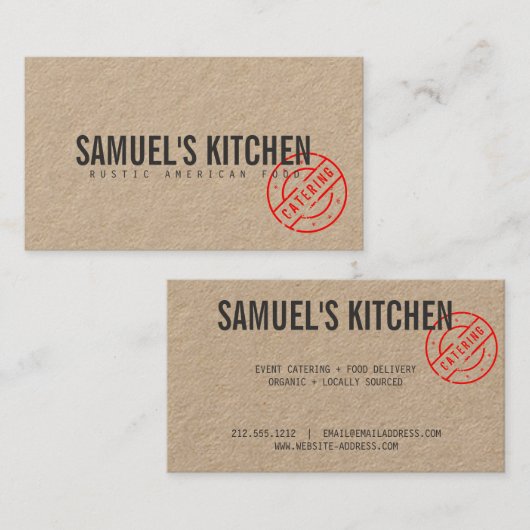 ヴィンテージ素朴はっきりしたスタンプ付きロゴクラフト 名刺 (正面/裏面)