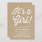 ヴィンテージ素朴は女の子ベビーシャワー招待状 招待状 (正面/裏面)