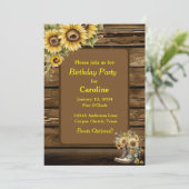 ヴィンテージ素朴ひまわりブーツ誕生日パーティー 招待状 (スタンド正面)