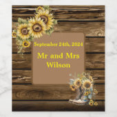 ヴィンテージ素朴ひまわり国の結婚式 ワインラベル (シングルラベル)