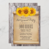 ヴィンテージ素朴ひまわり木除けパーティー 招待状 (正面/裏面)