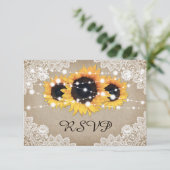 ヴィンテージ素朴ひまわり結婚式RSVPカードご飯 出欠カード (スタンド正面)