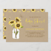 ヴィンテージ素朴ひまわり赤ちゃんシャワー招待状 招待状 (正面/裏面)