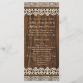 ヴィンテージ素朴アイボリーレースウッド結婚式 プログラム (正面)