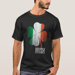 ヴィンテージ素朴アイルランド国旗4リーフシャムロックセントパ Tシャツ