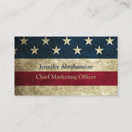 ヴィンテージ素朴アメリカ国旗の名刺 名刺 (正面)