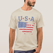 ヴィンテージ素朴アメリカ国旗の愛国心 Tシャツ (正面)