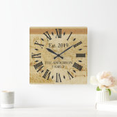 ヴィンテージ素朴アンティークオールドワールドマップカスタム スクエア壁時計 (ホーム)