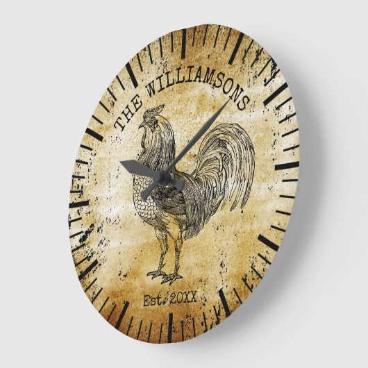 ヴィンテージ素朴アンティークファミリーネームファームチキン ラージ壁時計 (傾斜)