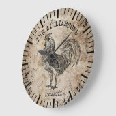 ヴィンテージ素朴アンティークファミリーネームファームチキン ラージ壁時計 (傾斜)