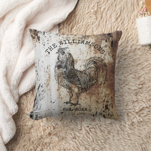 ヴィンテージ素朴アンティークファミリーネームファームルースター クッション (ブランケット)