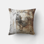 ヴィンテージ素朴アンティークファミリーネームファームルースター クッション (裏面)