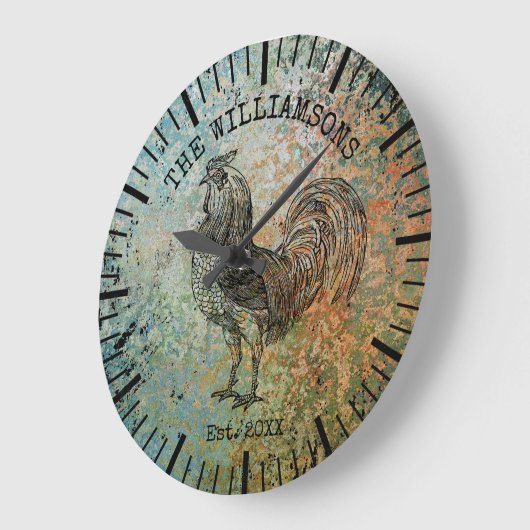 ヴィンテージ素朴アンティークファミリーネームファームルースター ラージ壁時計 (傾斜)