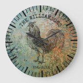 ヴィンテージ素朴アンティークファミリーネームファームルースター ラージ壁時計 (正面)