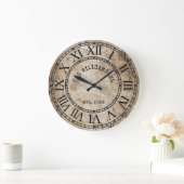 ヴィンテージ素朴アンティークファミリ名ローマ数字 ラージ壁時計 (ホーム)