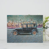 ヴィンテージ素朴アンティークブラック古い老朽車 (スタンド正面)