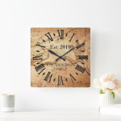 ヴィンテージ素朴アンティーク遭難レトロフクロウ スクエア壁時計 (ホーム)