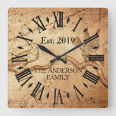 ヴィンテージ素朴アンティーク遭難レトロフクロウ スクエア壁時計 (正面)