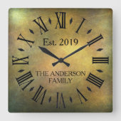 ヴィンテージ素朴アンティーク遭難レトロ記念日 スクエア壁時計 (正面)