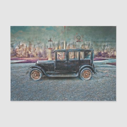 ヴィンテージ素朴アンティーク黒古車 薄葉紙 (正面)