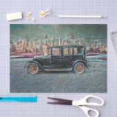 ヴィンテージ素朴アンティーク黒古車 薄葉紙 (クラフト)